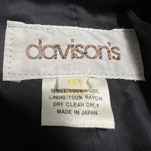 VTG Wool Jacket Blazer Womens Medium Black Academia Tailored Davison's Academia - Picture 9 of 16